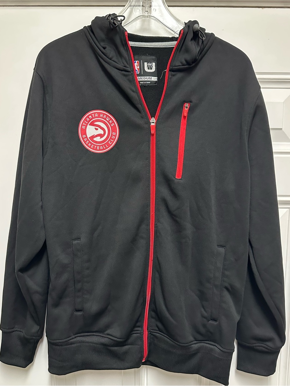 NBA Atlanta Hawks Black Full-Zip Hoodie with Red Accents